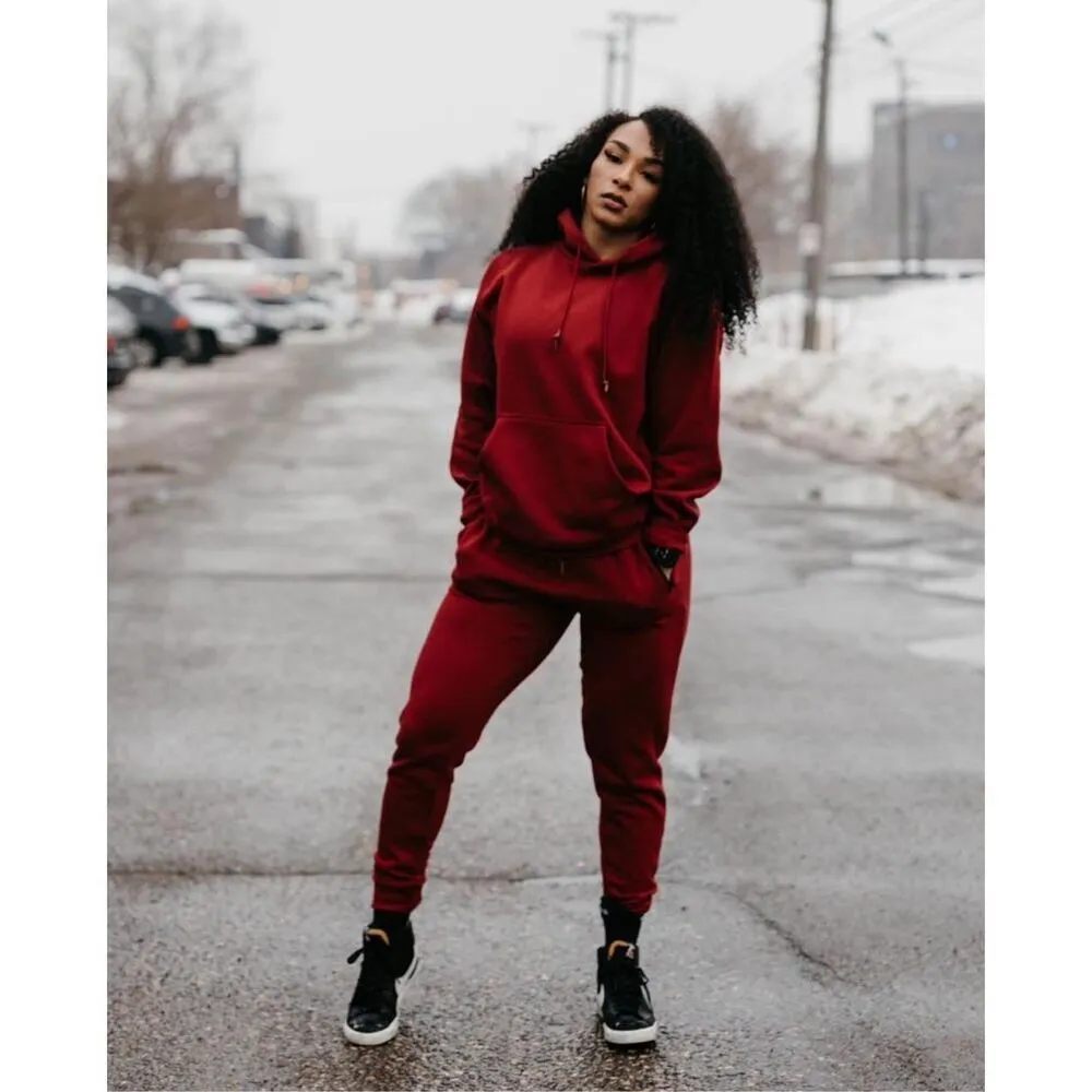 Flag Nor Fail Unisex Essential Fleece V2 Joggers in Bloodstone Red Extra Small Size XS - Image 8
