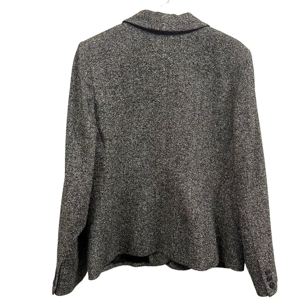 Valerie Stevens Tweed Silk and Wool Blend Gray Tweed 3 Button Blazer Jacket 10 - Image 9