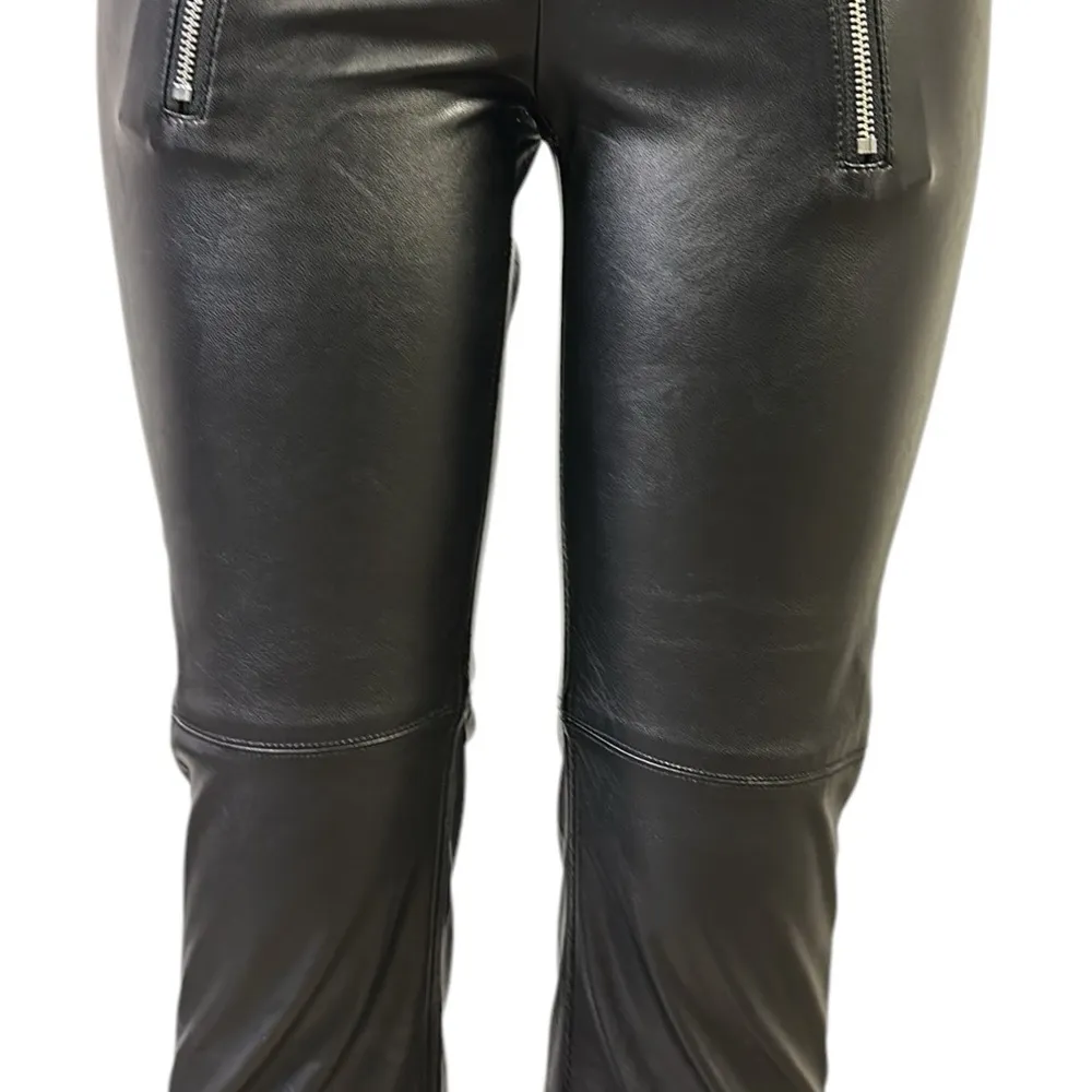 Cheap Monday Black Faux Leather Double Hook Zipper Front Crop Pants Womens Small - Image 7