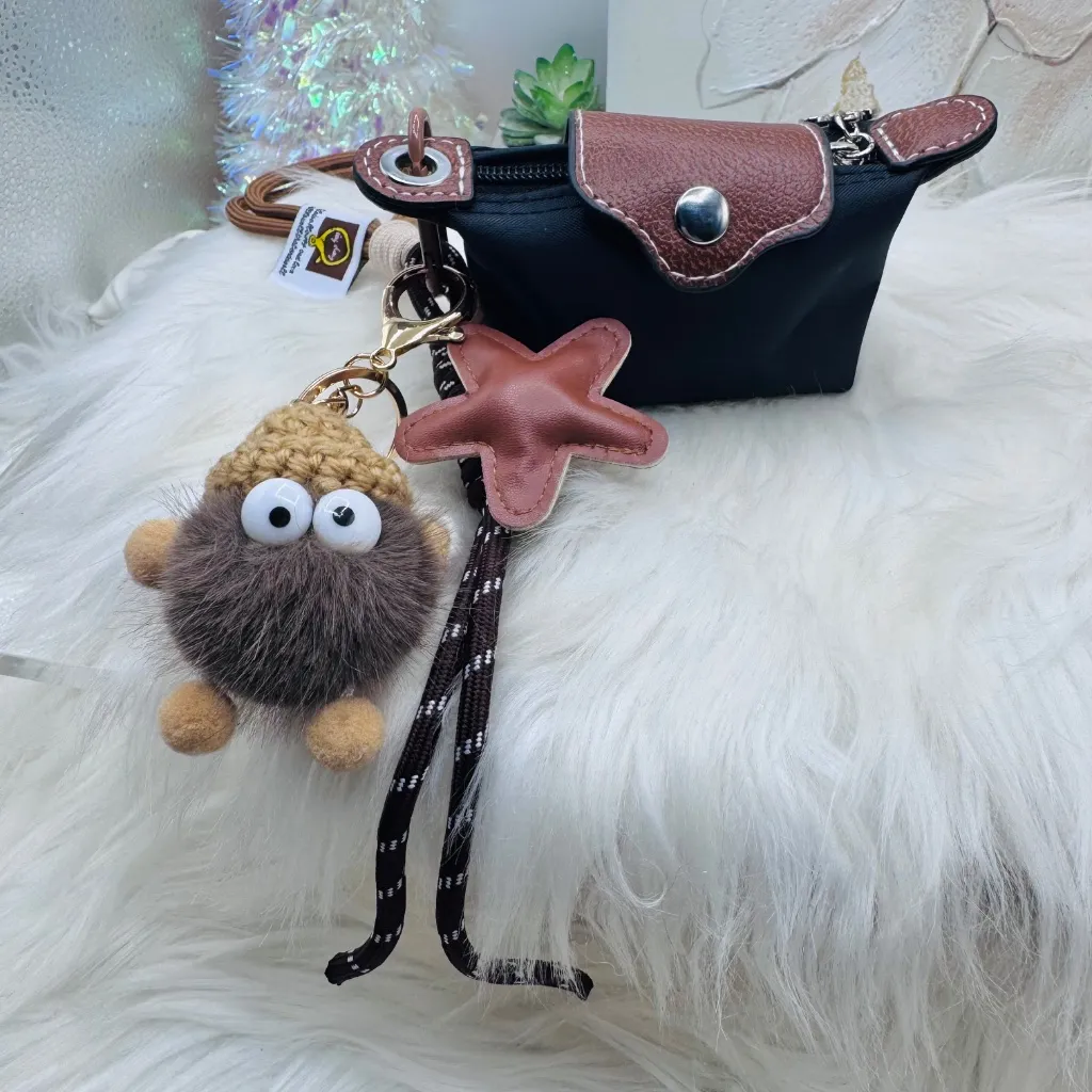 Women's Mini Coin Purse wristlet w/ Cute little Monster Charm Black - Image 5