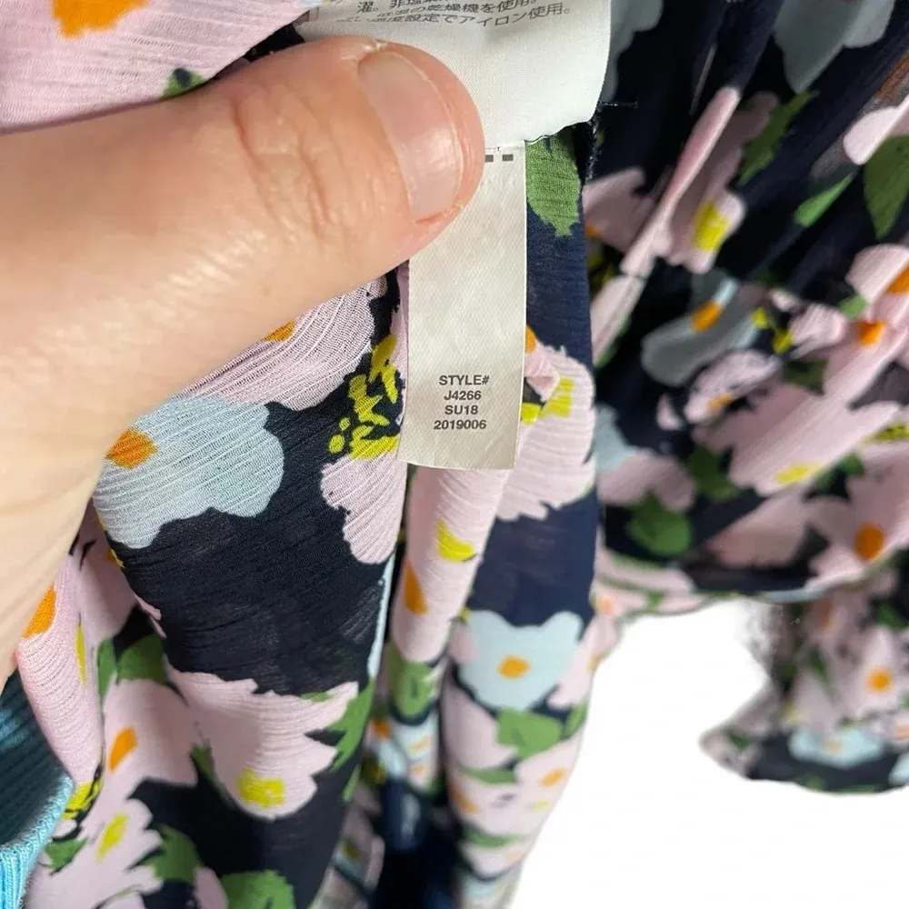 J. Crew Mercantile Drapey Floral Tie-Front Dress in Blue/Purple Size XS - Image 13