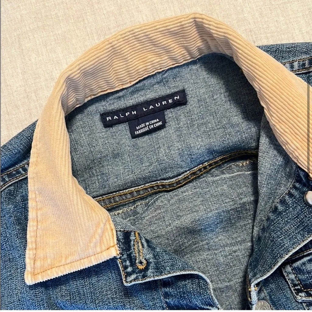 Ralph Lauren Blue Jean Jacket with Flag Patch - Image 4