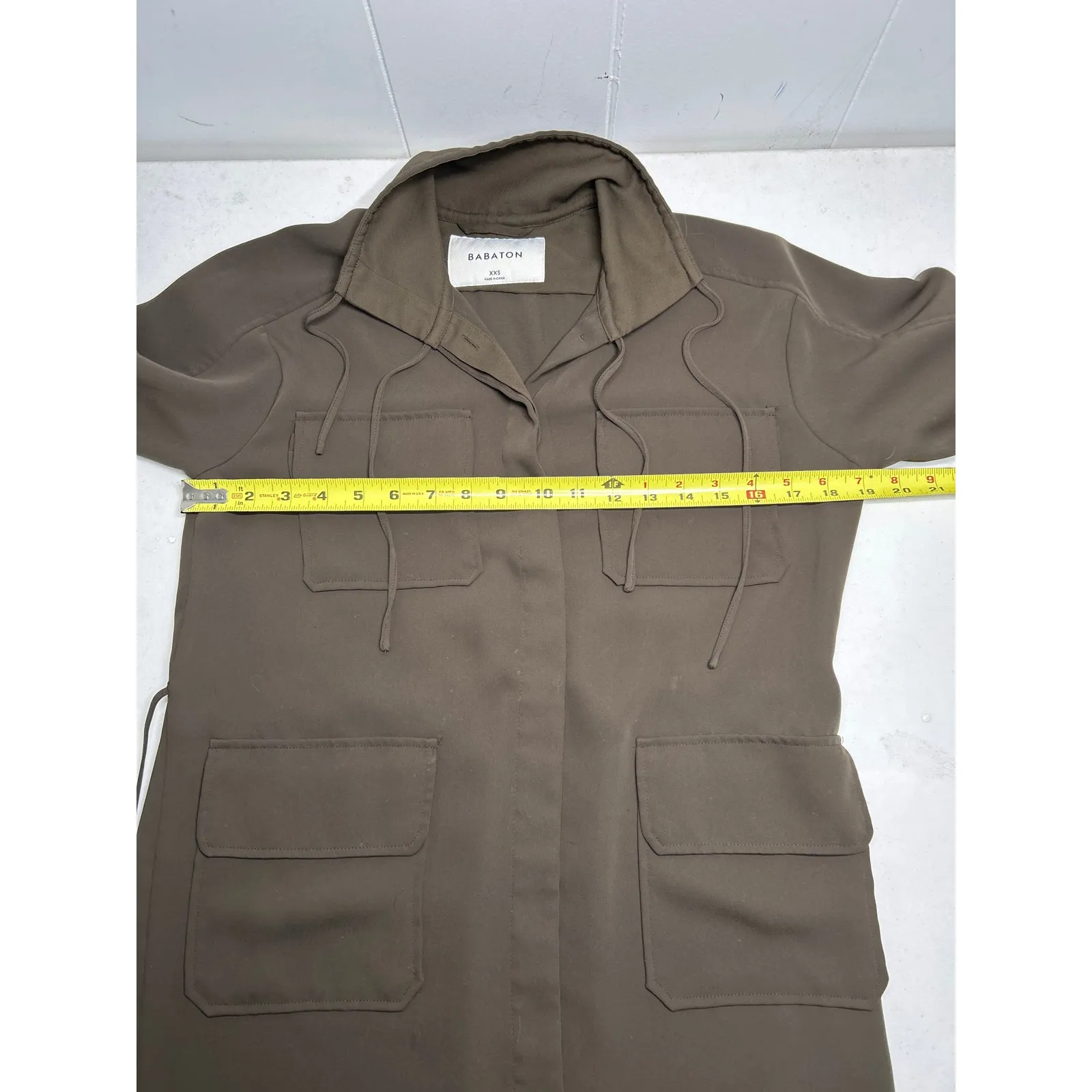 Aritzia Babaton Howitt Utility Relaxed Fit Button Up Dress in Olive Green. XXS - Image 6