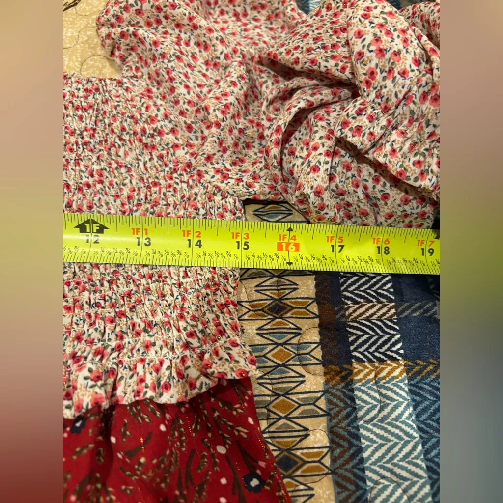 Umgee Red Mix Floral Ruffle Dress Boho - Image 9