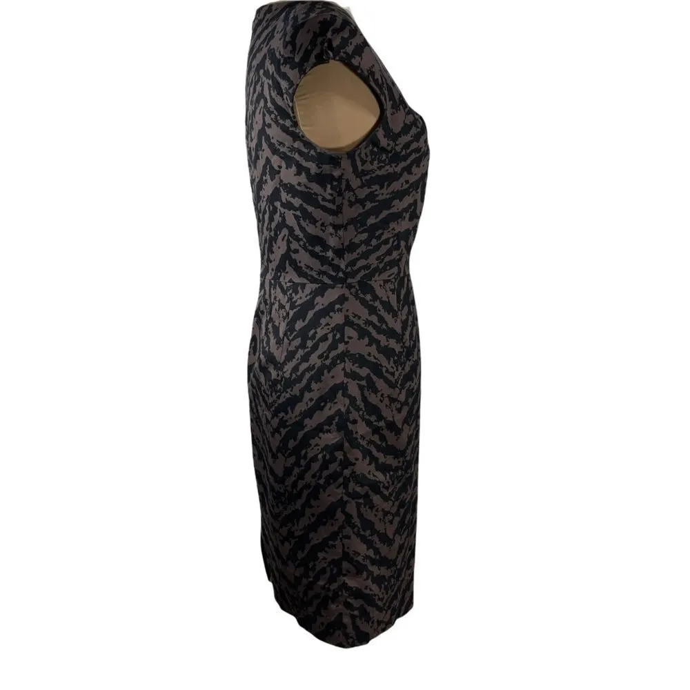 Adrianna Papell Animal print Cap Sleeve Sheath Dress Black and Brown Size 8 - Image 3