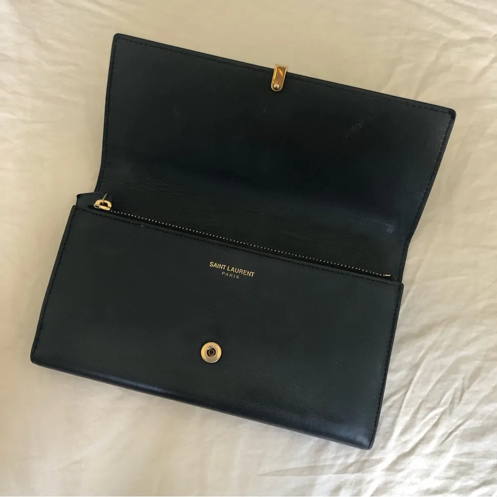 Saint Laurent Wallet YSL Black Leather Gold - Image 14