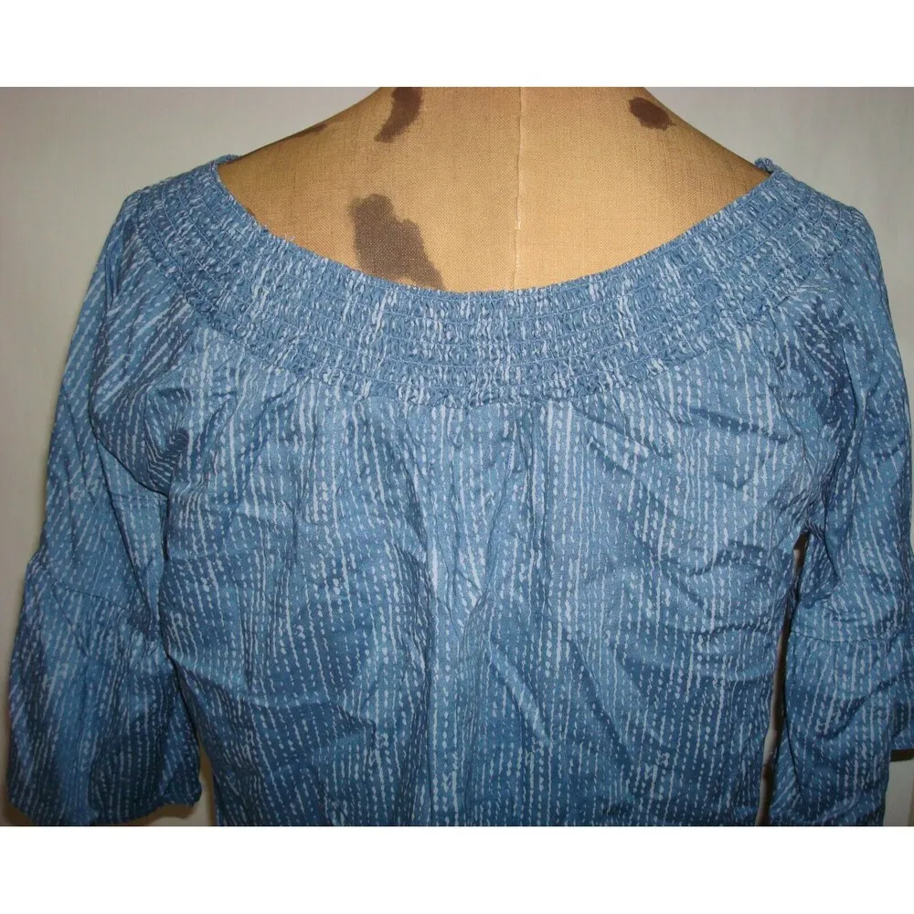 New Womens NWT S Blue PrAna Top Cotton SS Off Shoulder Organic Casual Chryssa - Image 4