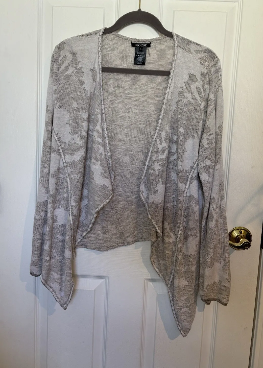 Nic+Zoe Open Front Drape Cardigan Size XL Boho Gauzy Asymmetrical Granola Girl - Image 1
