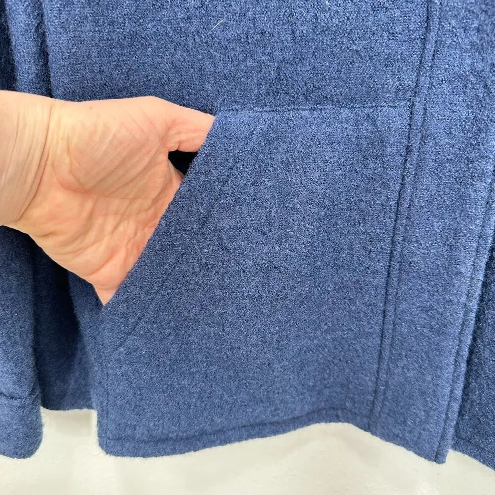 Chico's Size 1 Medium Navy Blue 100%‎ Wool Button Front Mockneck Jacket Coat - Image 4