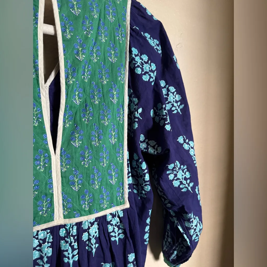 Ne Quittez Pas Cotton Buti Voile Ethnic Combination Print Gather Dress Sz‎ Small - Image 7