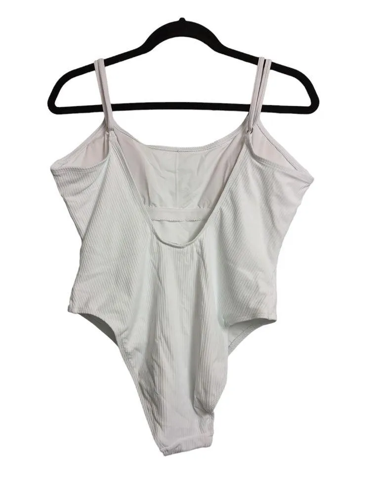 Andie Laguna Rib One Piece White Scoop Low Back Adjustable Cheeky Bottom Swim L - Image 4