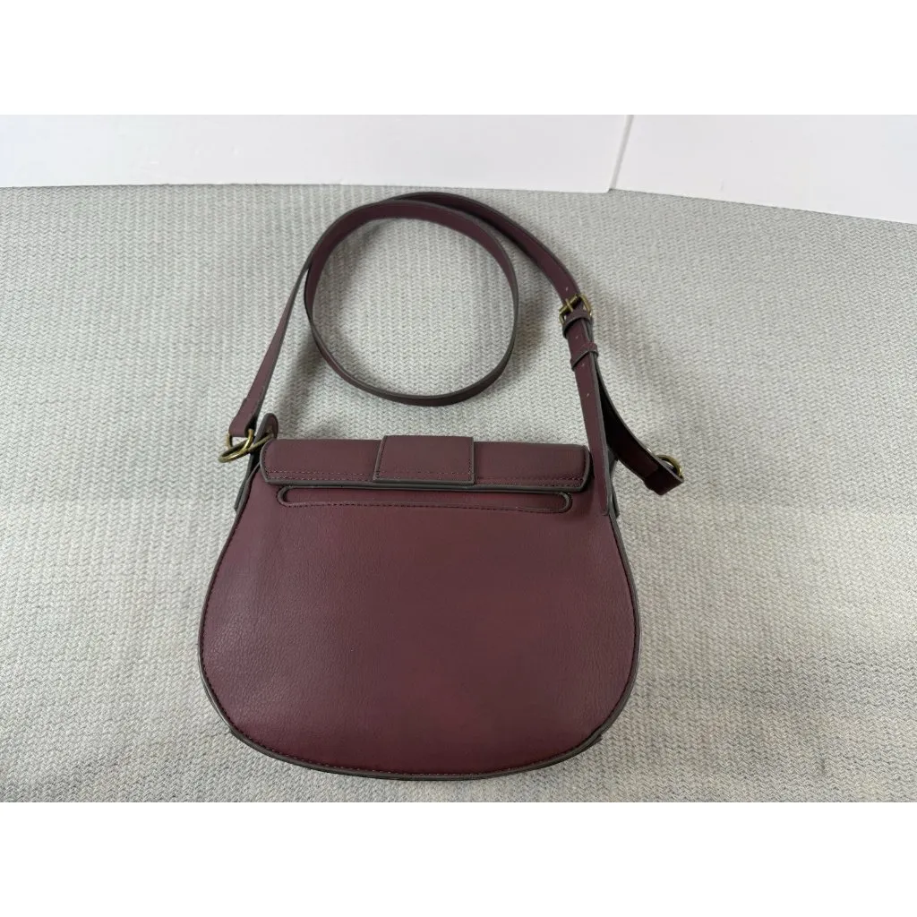 Burgundy Mauve‎ Brass HW Vegan Hobo Crossbody Purse 10x9x3 DisneyBound Bag Red - Image 6