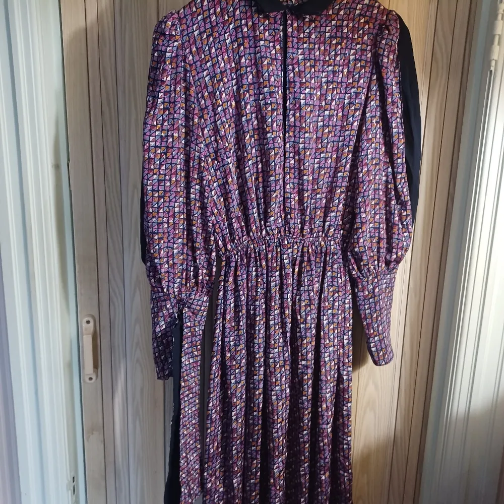 Studio 1 New York vintage groovy purple pink geometric fit & flare dress size 12 - Image 2