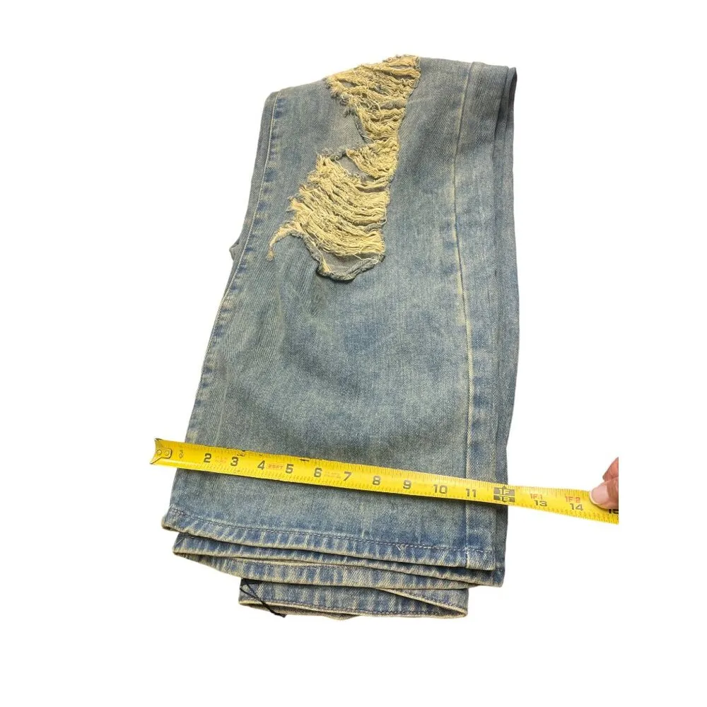 Pretty Little Thing Oversized Women's Jeans Ripped size 8 SKU 1399 Blue - Image 5