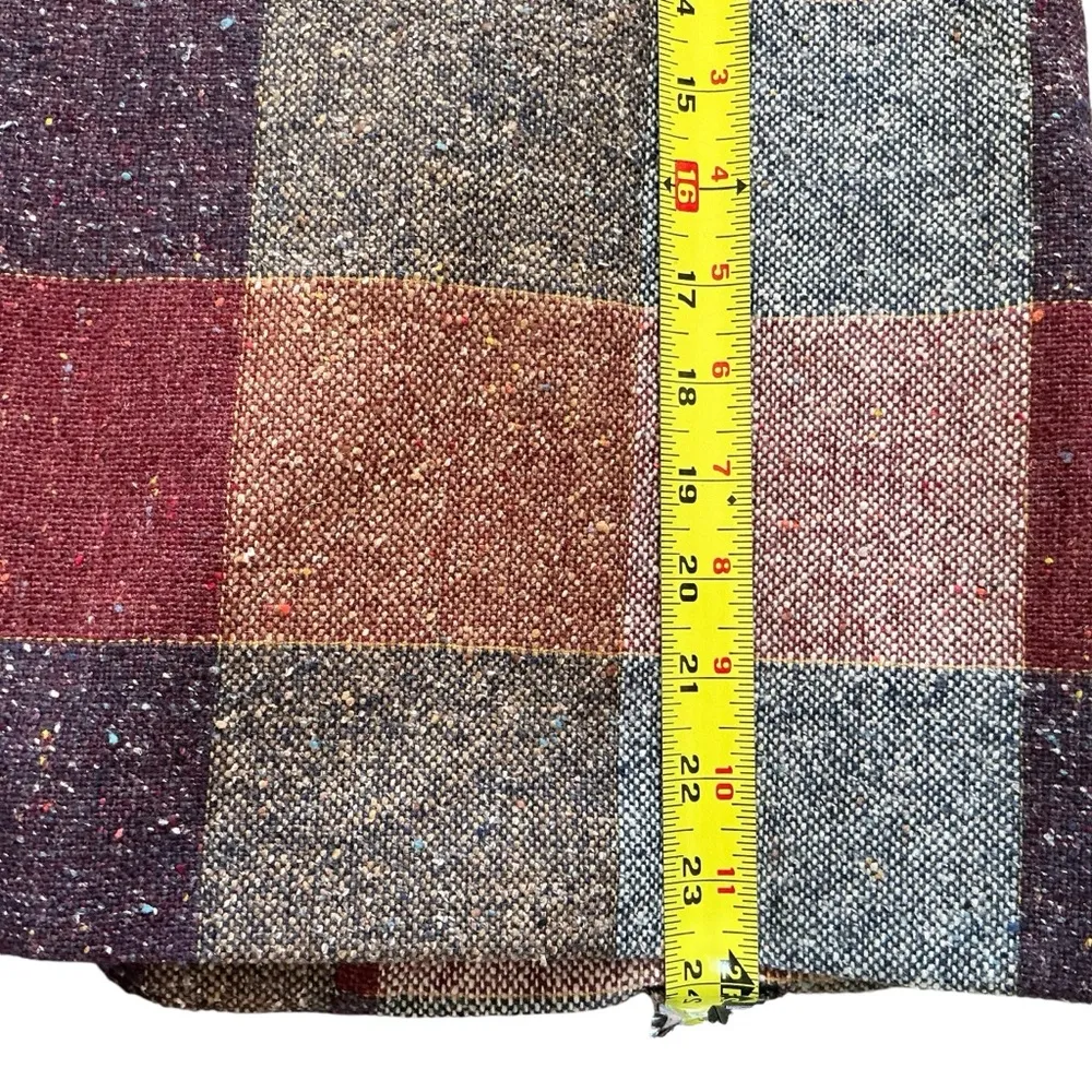 Vintage  women’s Sz 8 wool blend open front jacket woven tweed plaid - Image 5