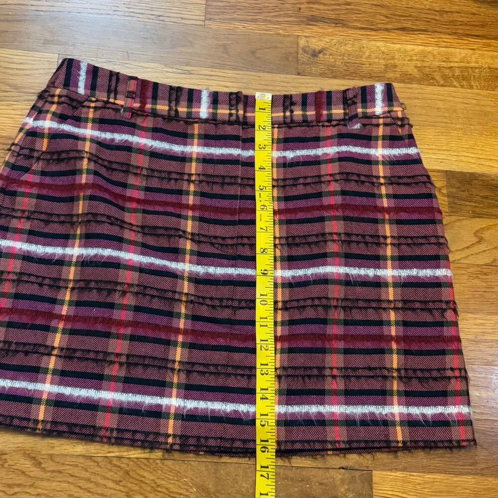 Topshop Womens 10 Pink Tweed Plaid Fuzzy Mini Skirt Pockets School Preppy Prep - Image 3