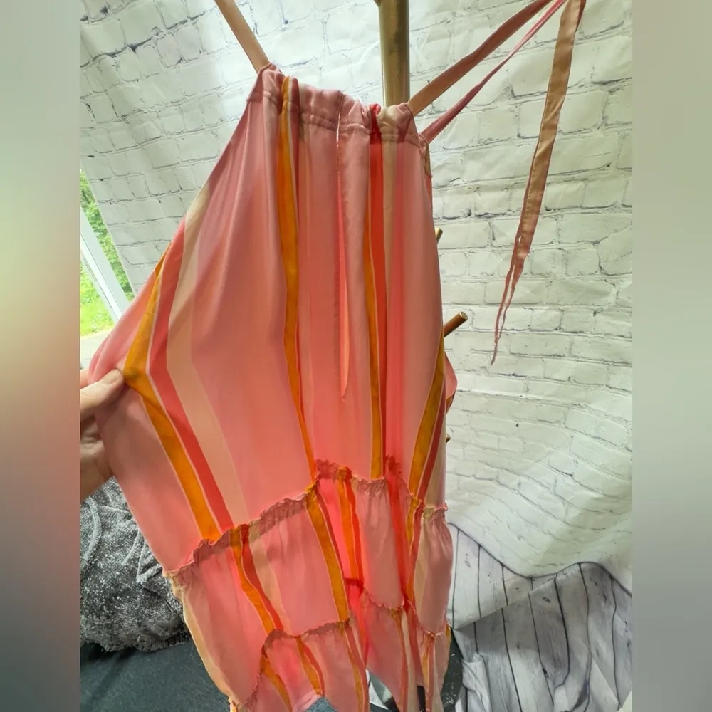 Club Monaco Pink Striped Amirra 100% silk Dress Size 12 US $298 - Image 6