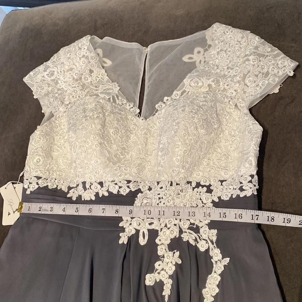 Women’s Ivory Lace Top Chiffon V - Image 9