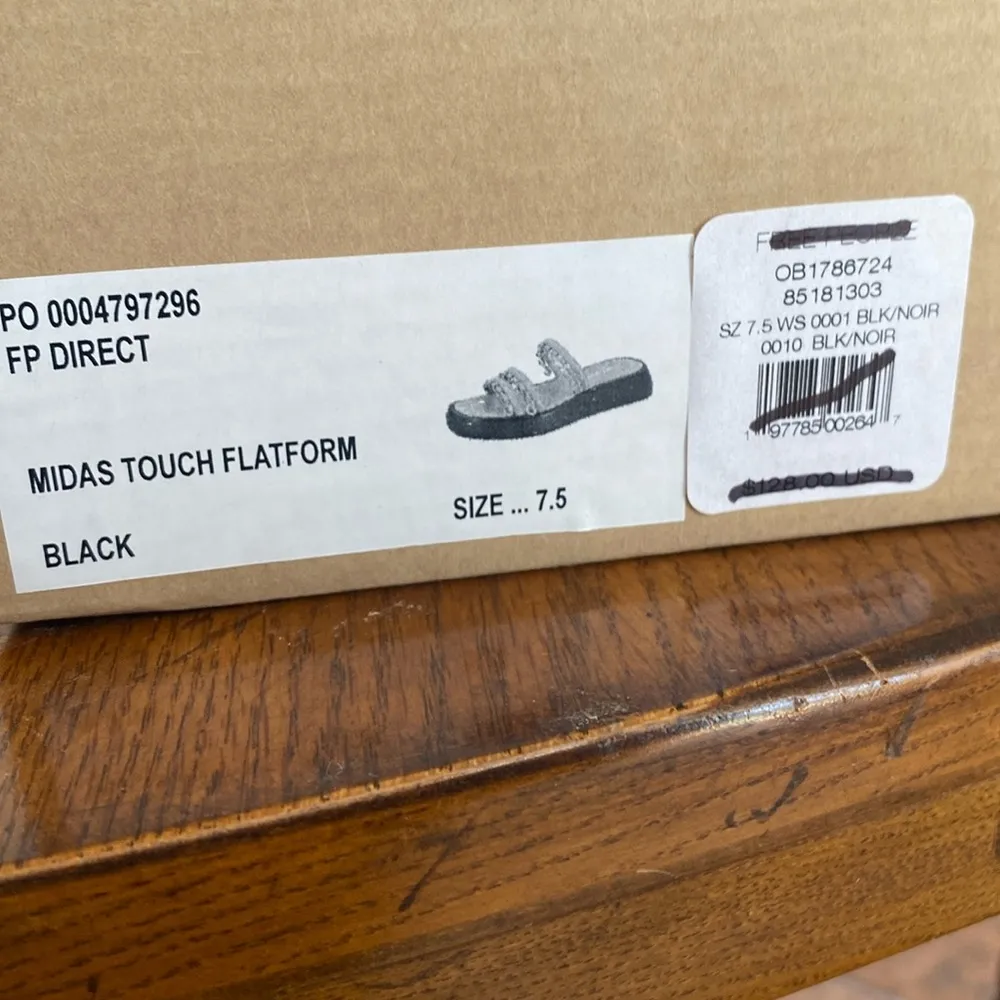 Midas Touch 7.5 Black platform Women's Sandals slides gold hardware - Image 7