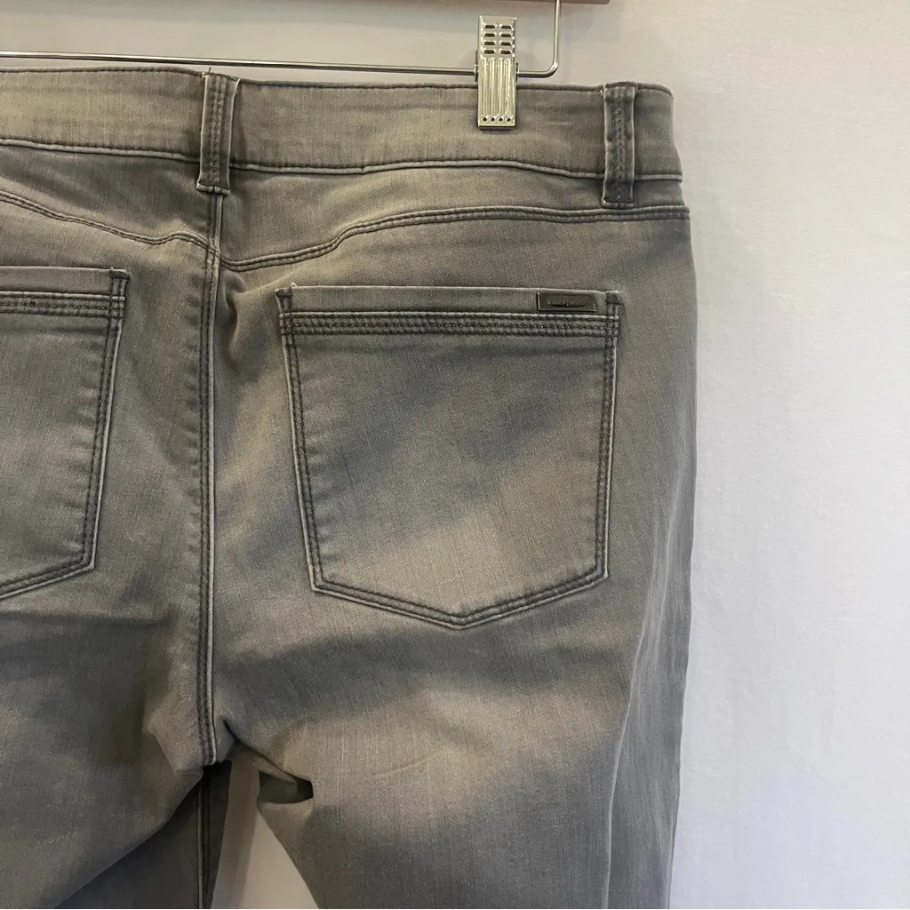 White House Black Market Gray Skimmer Denim Jeans Women Size 8 Side Ankle Zipper - Image 3