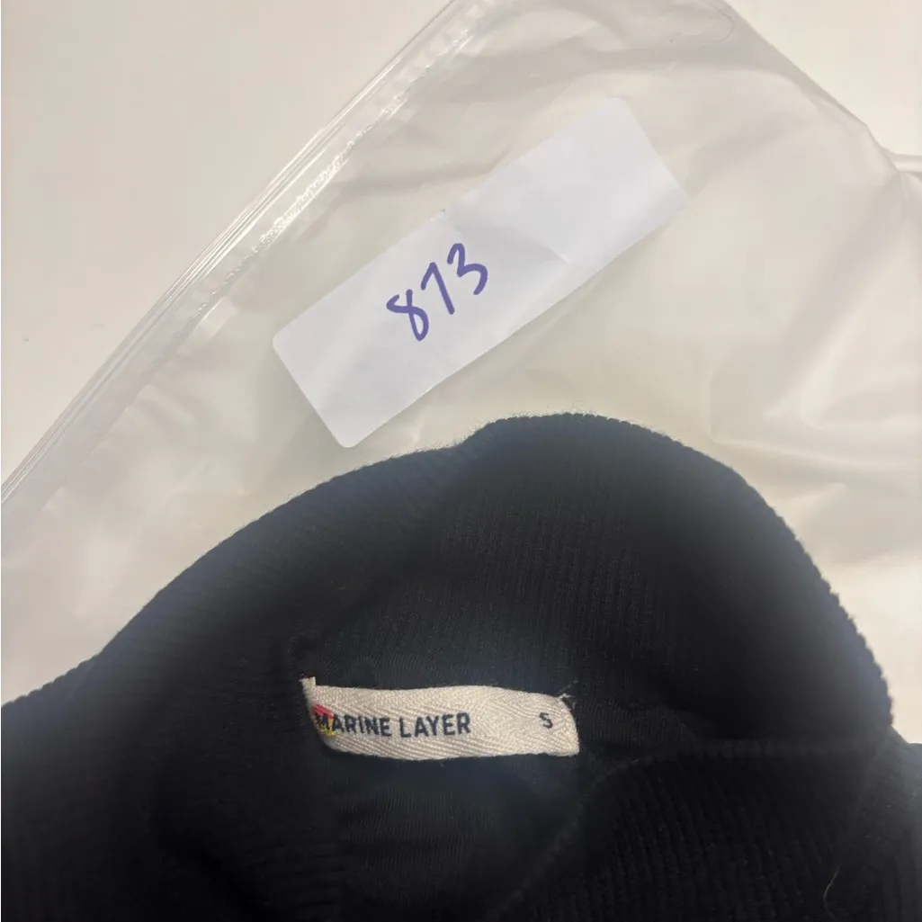 Marine Layer Lexi Mock Neck Short Sleeve Black Ribbed Dress Size Small 4-6 - Image 7