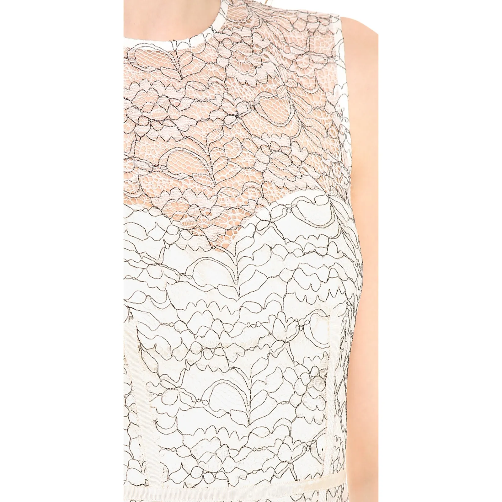 Jill Jill Stuart Love Glow Sheath Dress White Black Lace Illusion Neckline Sz 2 - Image 12