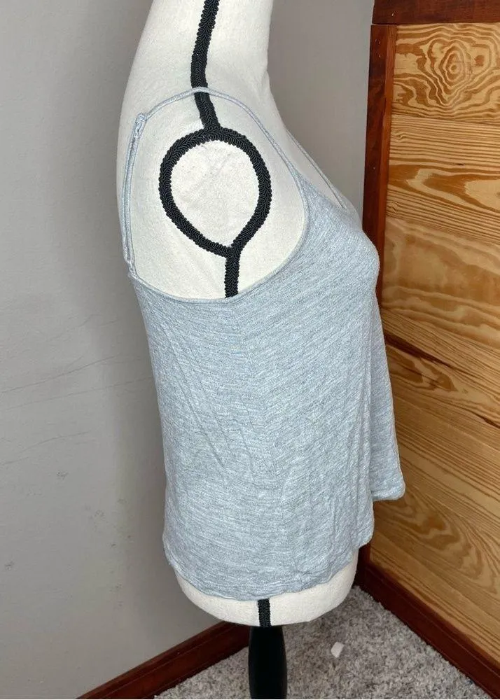 Anthem Crop Spaghetti Strap V-Neck Cami Tank Top in Grey Medium - Image 2