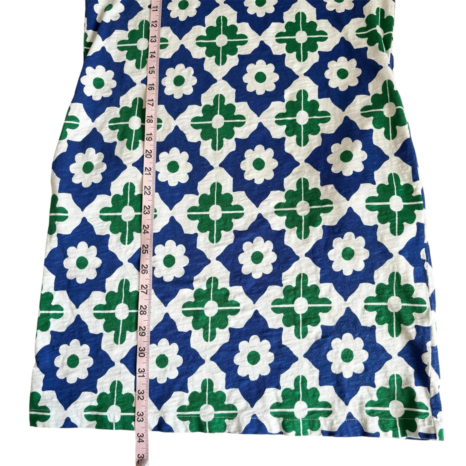 Boden Leah Green and Blue Geometric Pattern Jersey T - Image 6