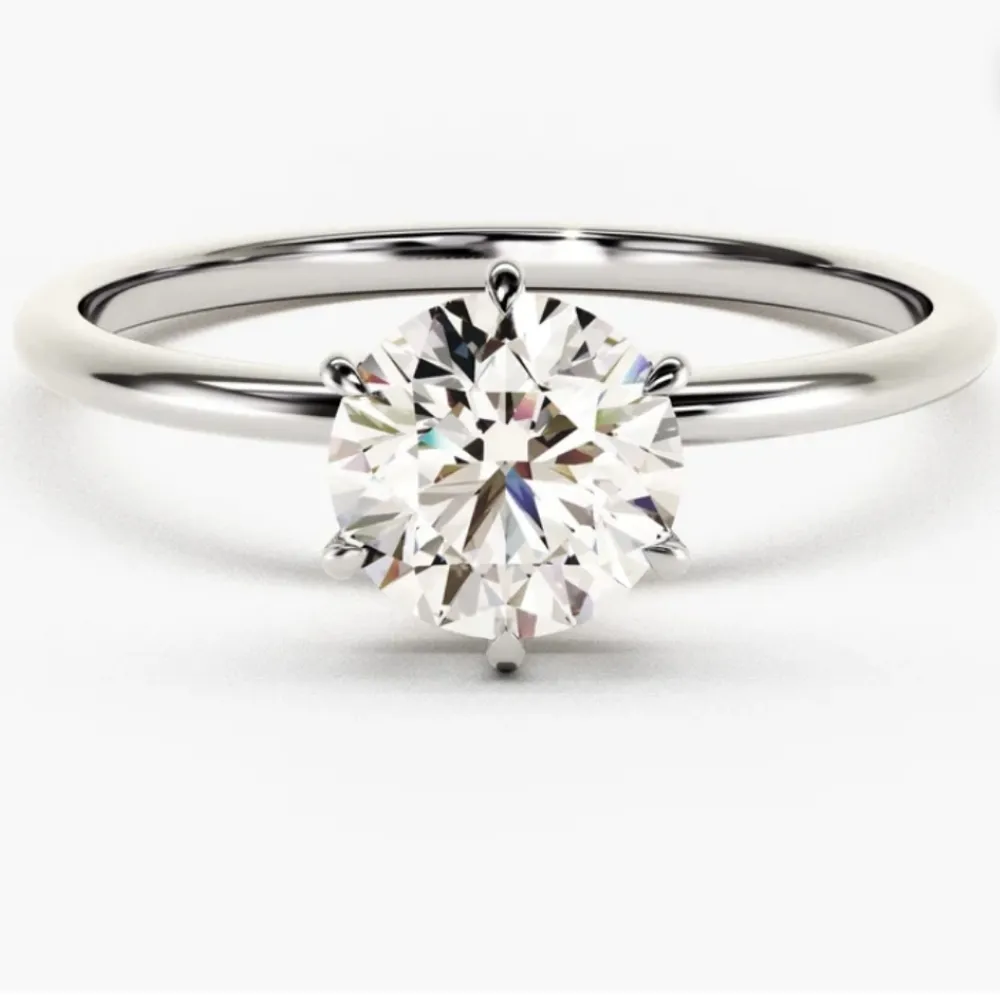 2Ct Solitaire Moissanite Diamond‎ Engagement Ring | Platinum Plated Silver - Image 7