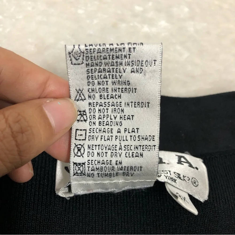 JOSEPH A. Woman QU'EST-CE QUE C'EST Black Long Sleeve Neck Embellished 3x Top - Image 4