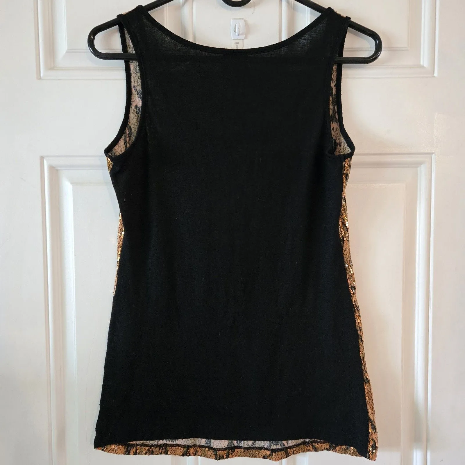 Daytrip Women’s Medium Sequin Tank Top Black Animal Print Sleeveless Summer Top - Image 3