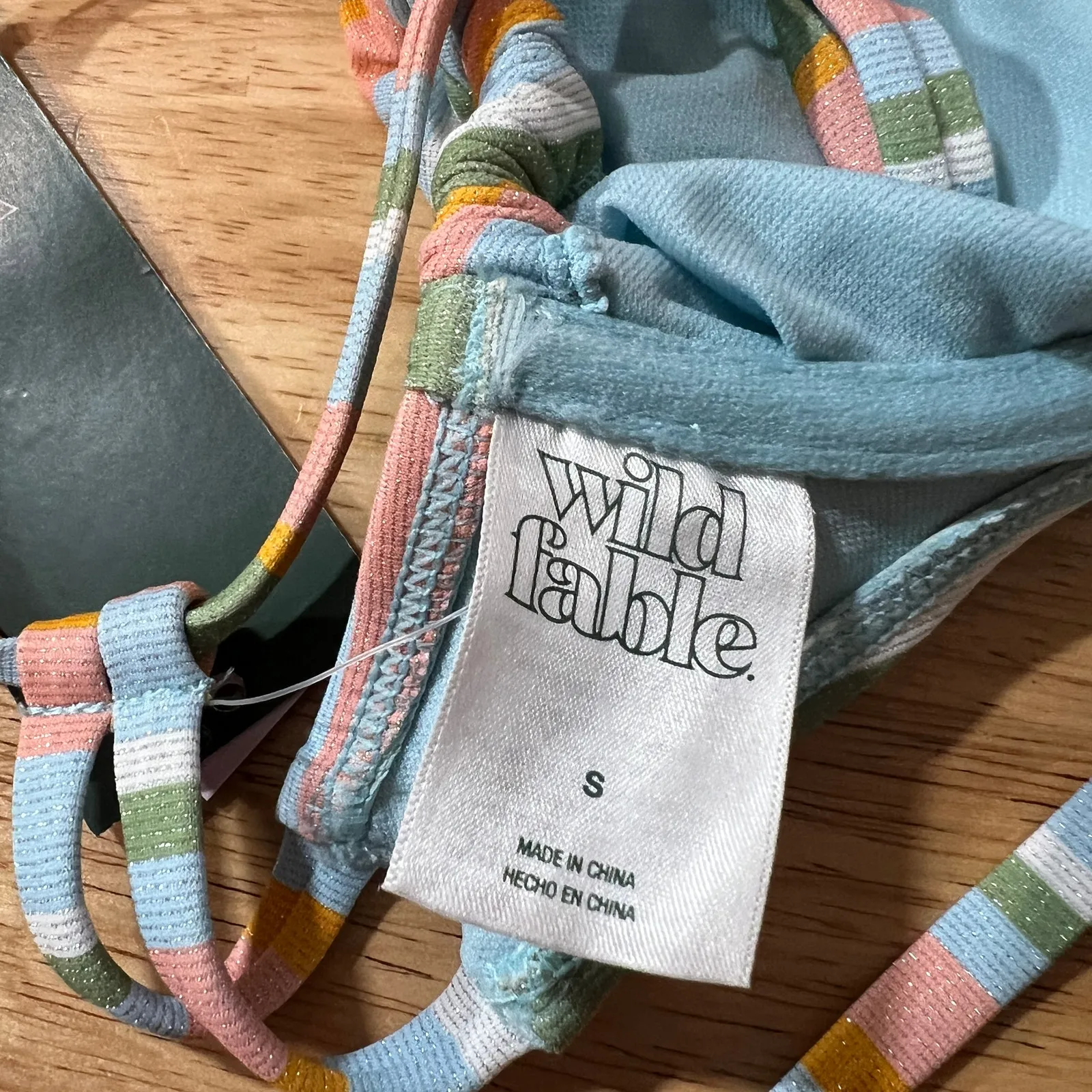 Wild Fable Women's Lurex Multicolor Striped Underwire Bikini Top - Small - NWT - Image 2