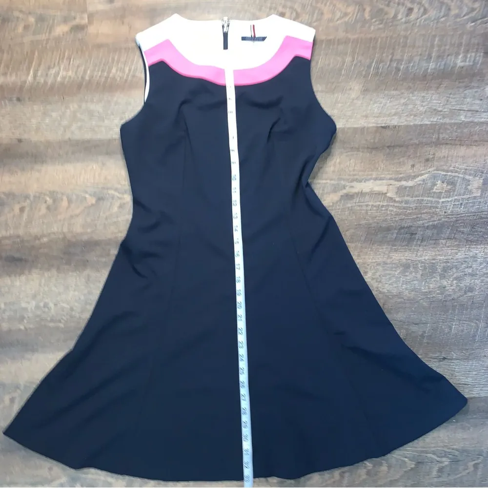 Tommy Hilfiger Womens Colorblocked Fit & Flare Dress Round Neckline Size 8 - Image 10