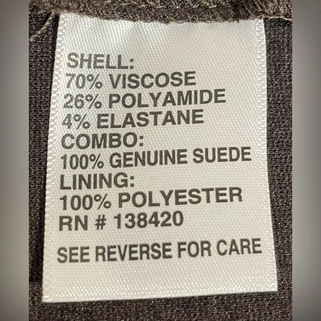 Carlisle Collection Women’s Size 6 Brown Suede Yoke Sheath Dress Cap Sleeve Midi - Image 9