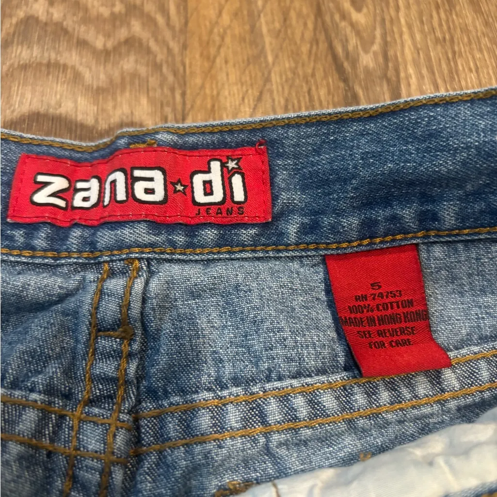 Zana di Vintage Y2K Cropped Jeans with Orange Embroidered Hem – Size 5 - Image 3