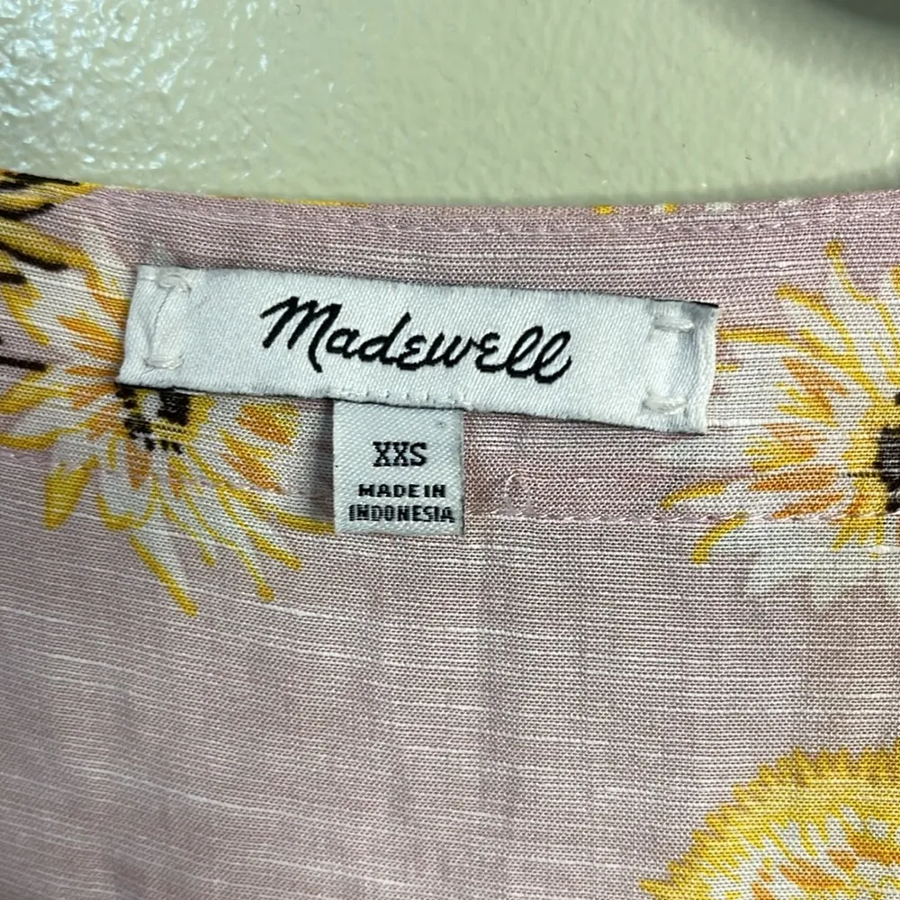 Madewell Linen-Blend Ruffle-Cuff Wrap Dress in Dutch Dandelions - Image 3