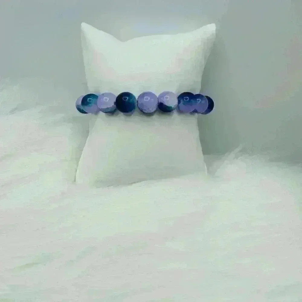 Blue Berry 10mm Beaded Bracelet Purple - Image 3