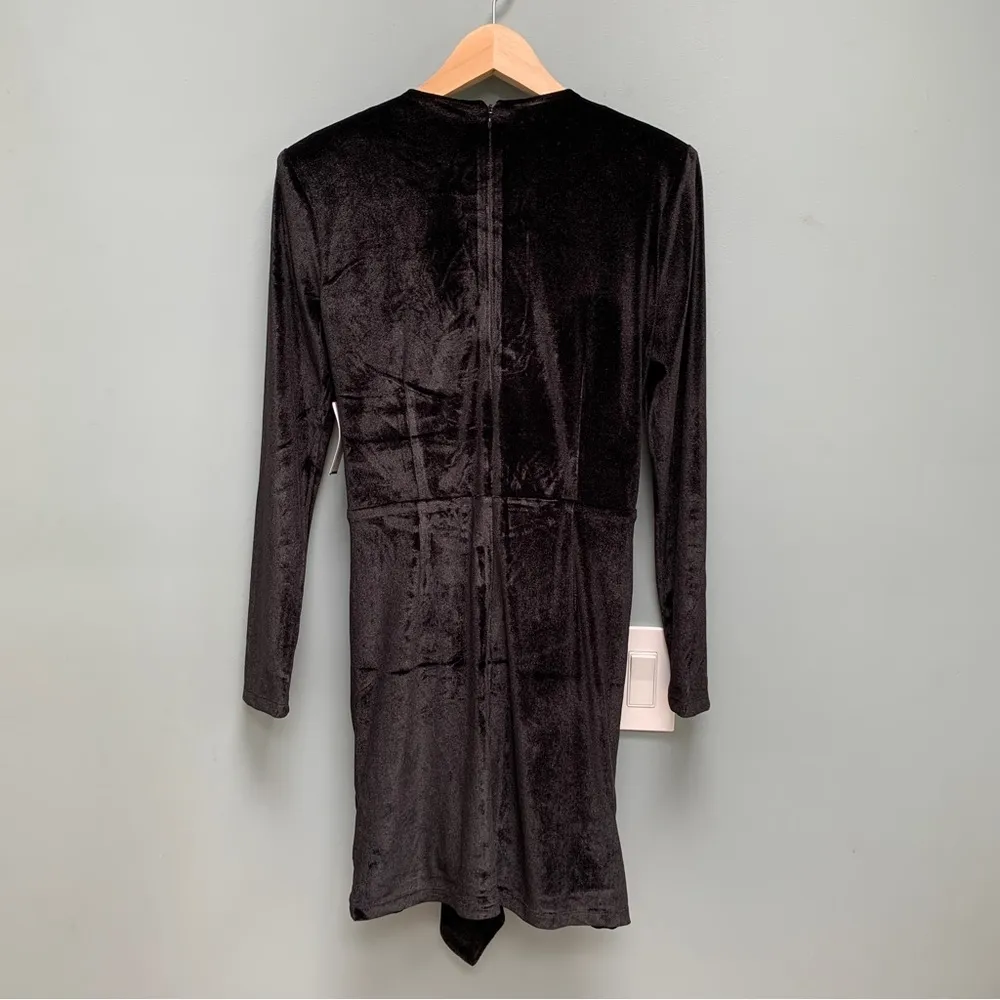 ALEXIA ADMOR Long Sleeve Velvet Ruched Drape Mini Dress Medium - Image 7