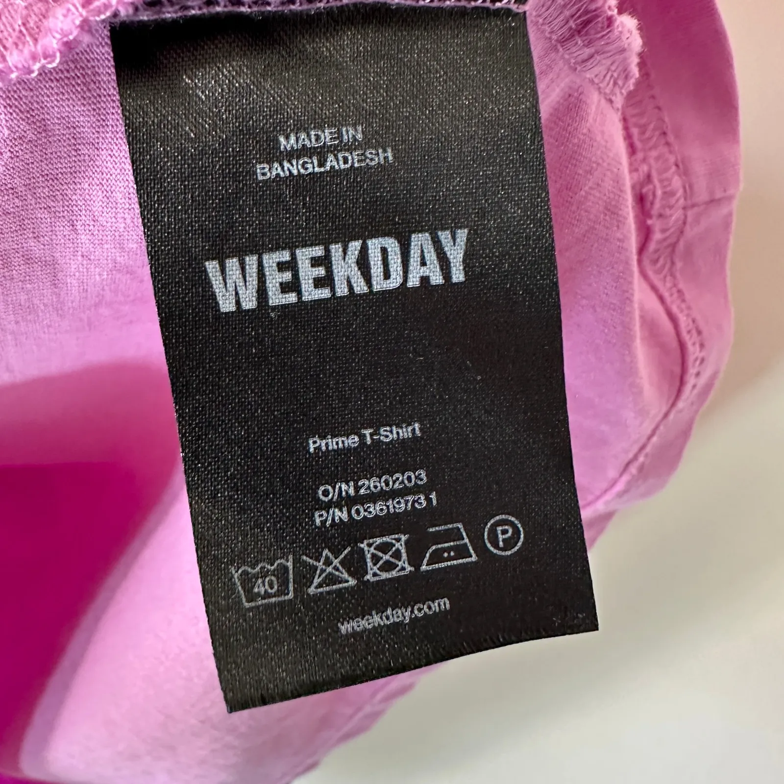 Weekday Prime T-Shirt Relaxed Fit Cotton Muscle Tee Purple‎ Pink Top Medium - Image 3