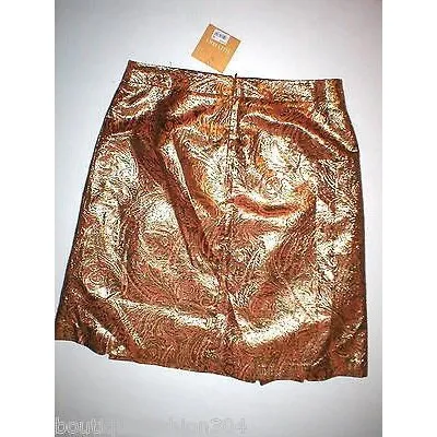 New Womens NWT $158 Ellen Tracy Skirt 10 Metallic Gold Topaz Office Party Work - Image 3