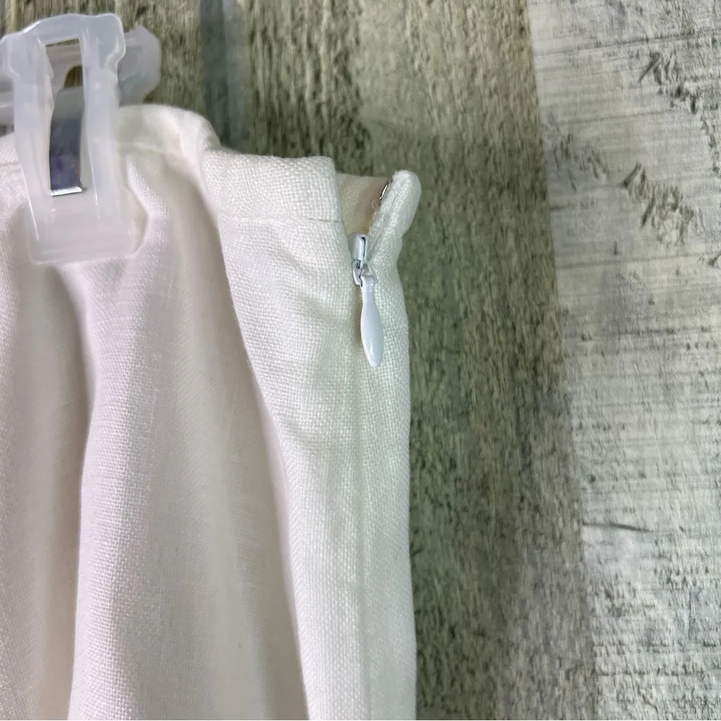 Talbots Size 20 100% Linen Cream Color Lined Skirt Hook & Eye & Zipper Closure - Image 2