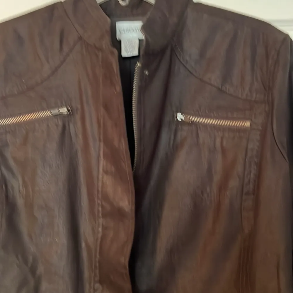 Chico’s EUC women’s alligator suede look moto jacket in brown - Image 3