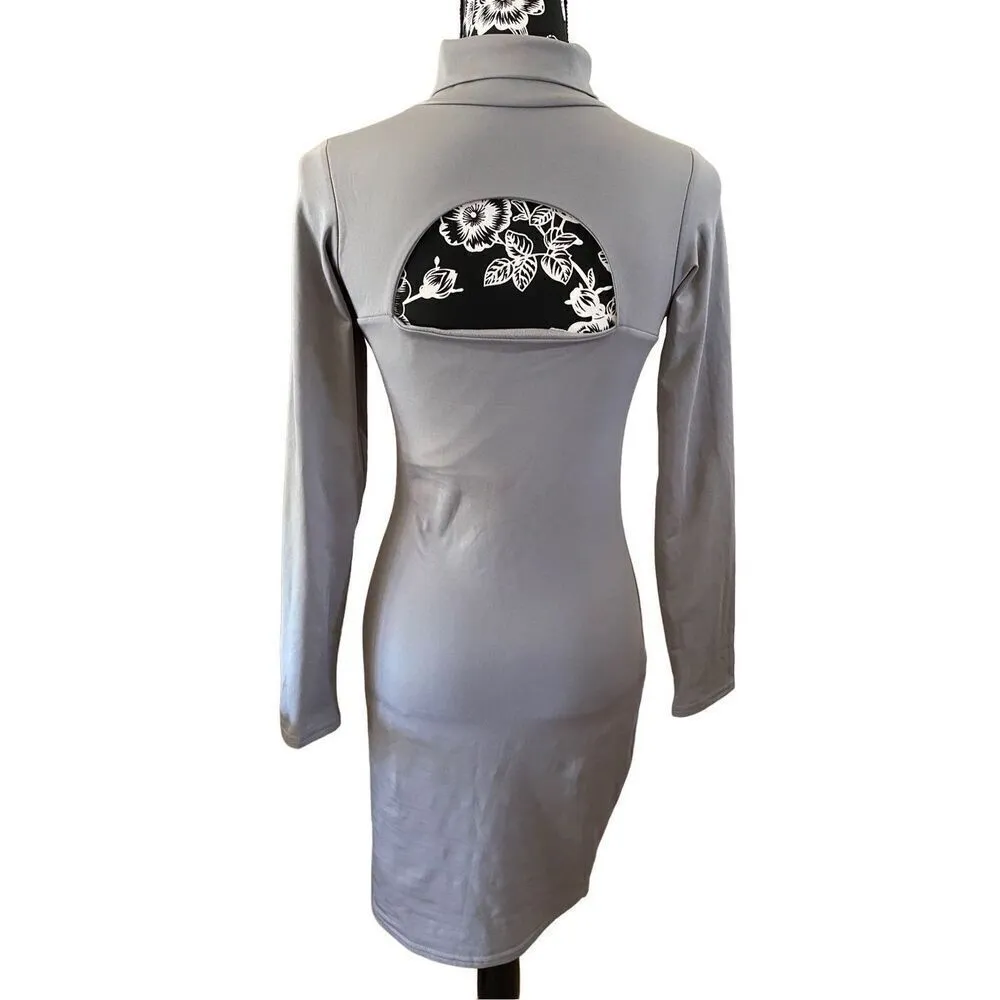 Nwt Haola Turtleneck Dress Open Back Formal Workwear Cocktail Career Professional Gray Size M - Image 2