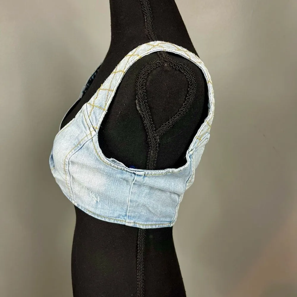 Retrofête Denim Willis Bra Top Blue - Image 5