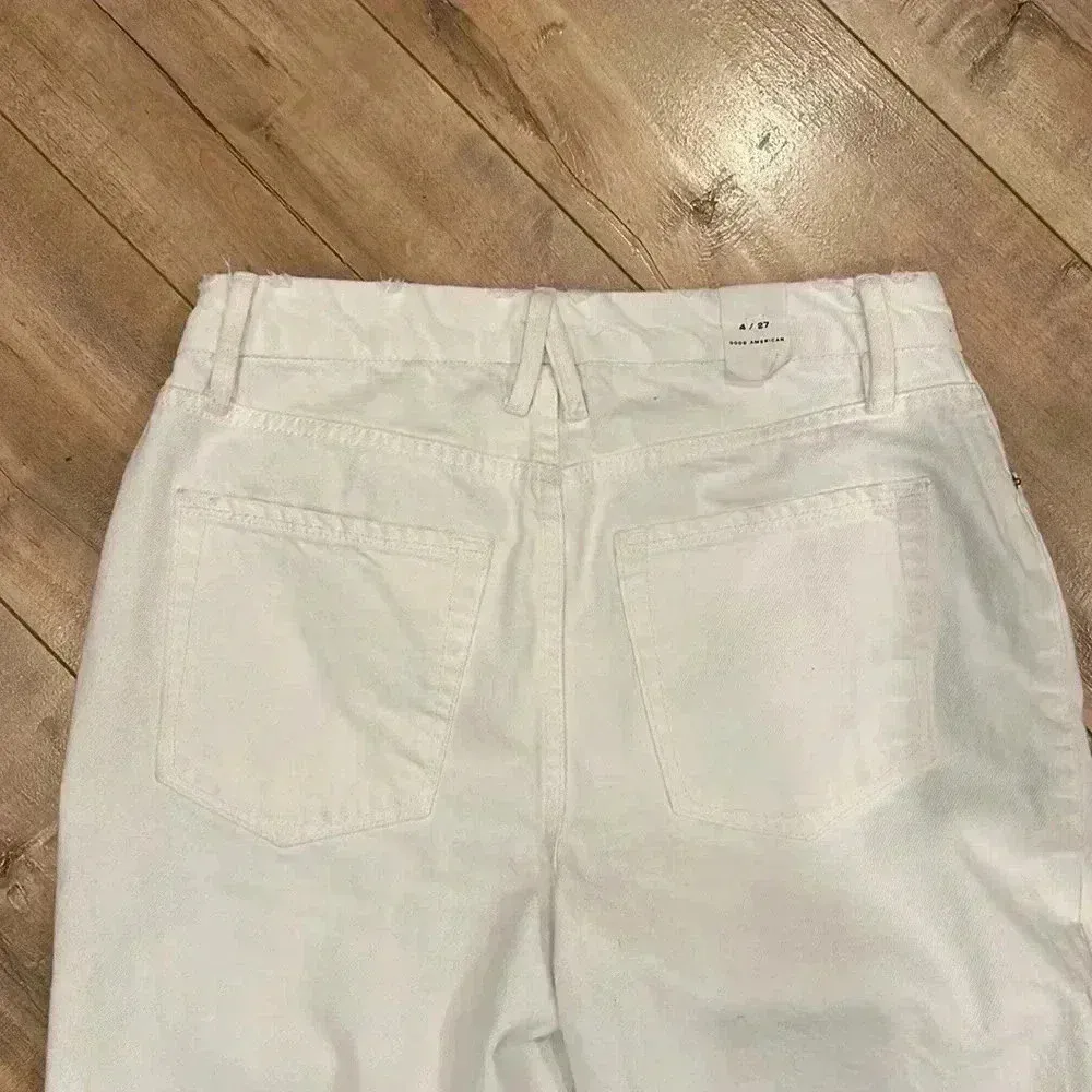 NEW Good American Good '90s Duster Natural Fray in White035 Sz 4/27 - Image 7