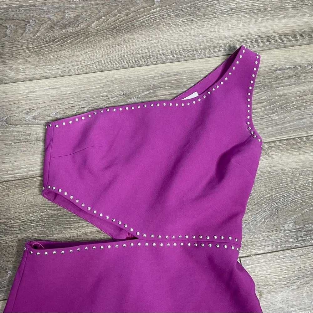 Likely NEW purple studded one shoulder cutout purple bodycon portia dress size 4 - Image 4