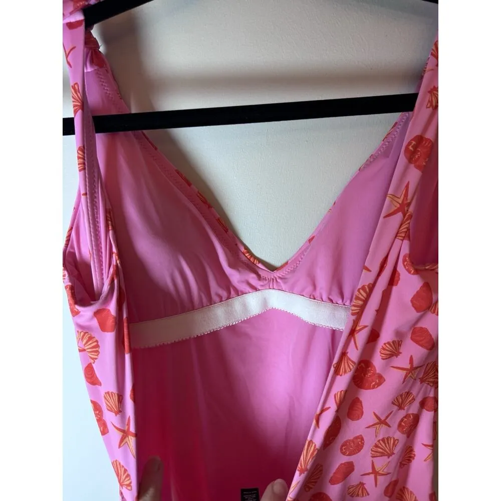 Aqua Swim sea shell Printed One Piece Swimsuit pink/red Sz small NWT $98 - Image 12
