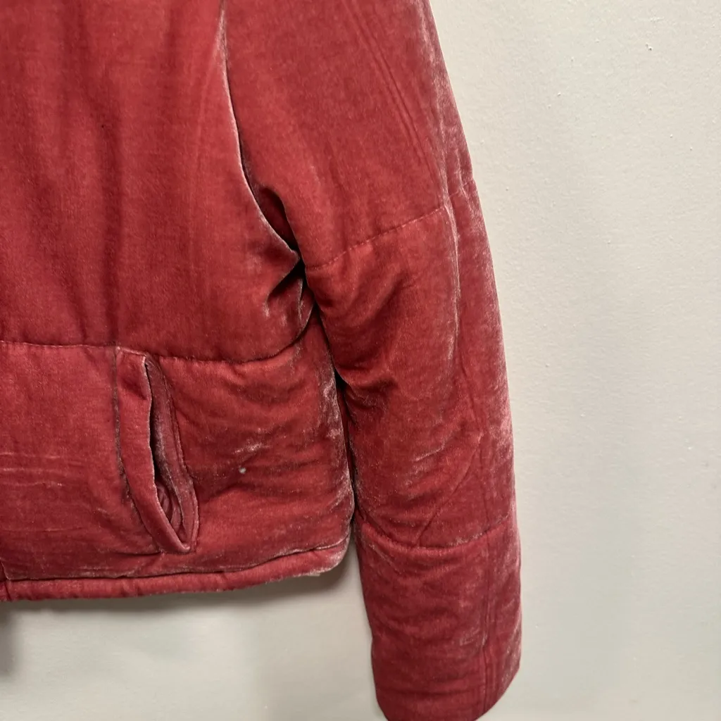 Joujou Women's Pink velvet Puffer Jacket Size Large! - Image 6