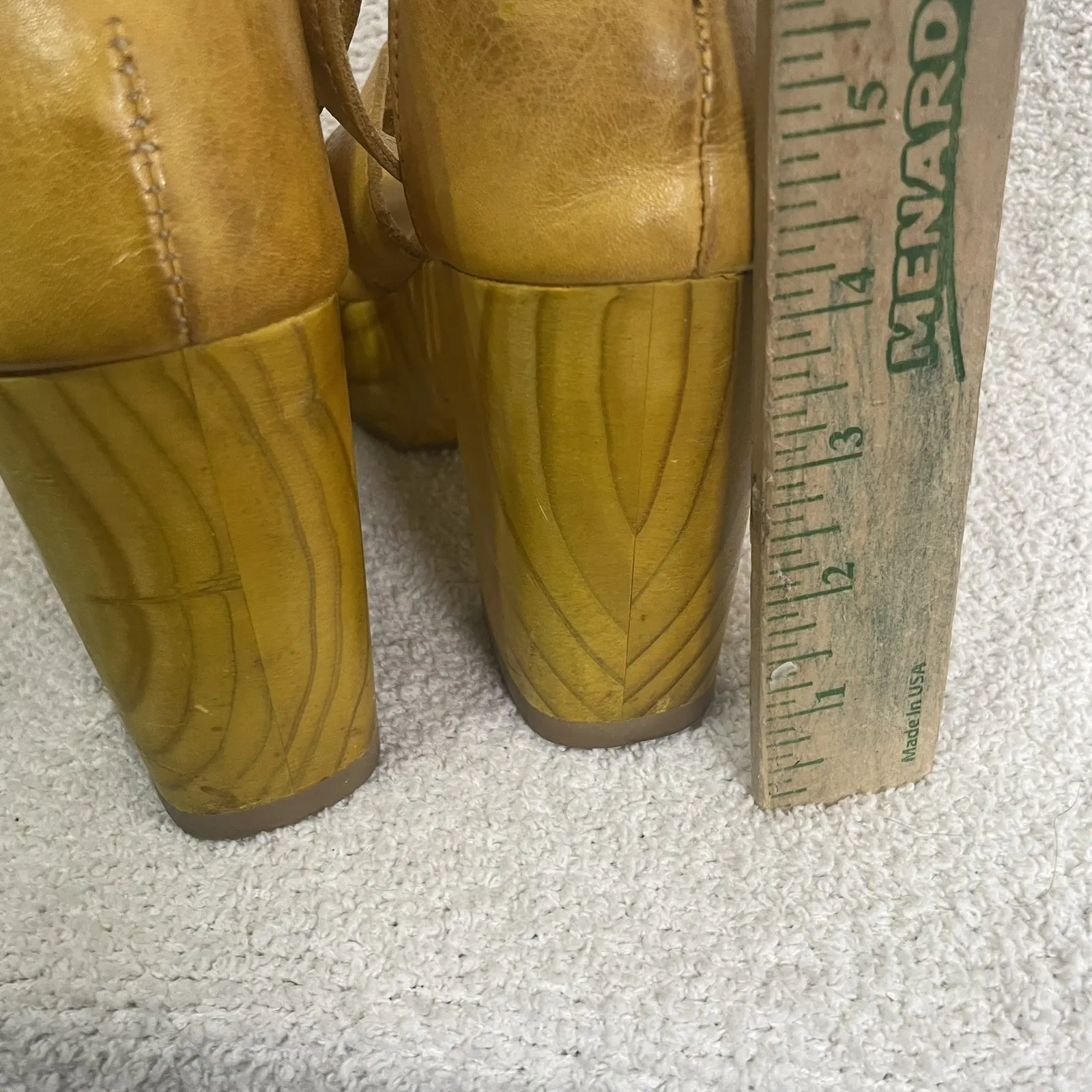 Bed Stu Alba Wood Platform Sandal Leather Yellow Lemon Dip Dye 9 - Image 6