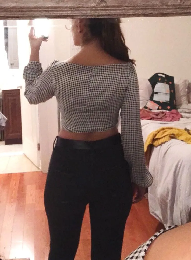 SheIn Checkered Crop Tie Top  - Image 2